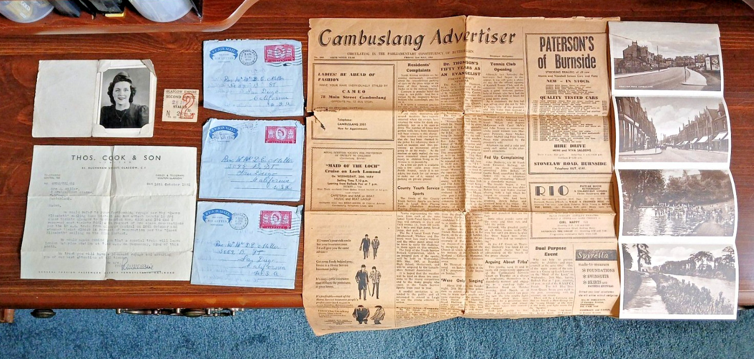 1940s – 1960s Collection of Paper from Scotland – Air Mail, Newspaper & More