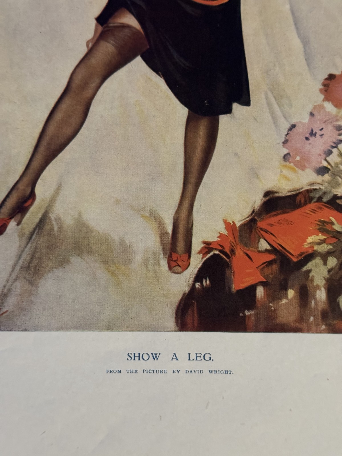Pinup Original 1940s SHOW A LEG by David Wright. From the Sketch Magazine WW2