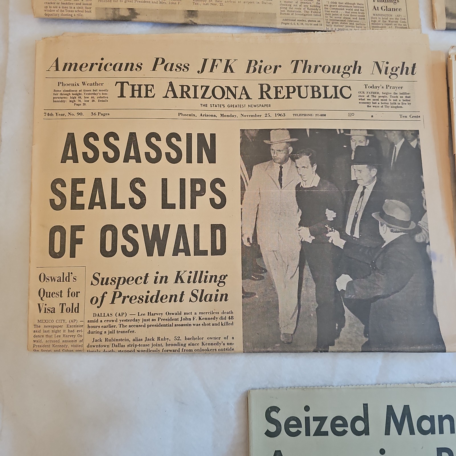 Vintage 1963 JFK Assassination Newspapers 4-Arizona Republic & Phoenix Gazette
