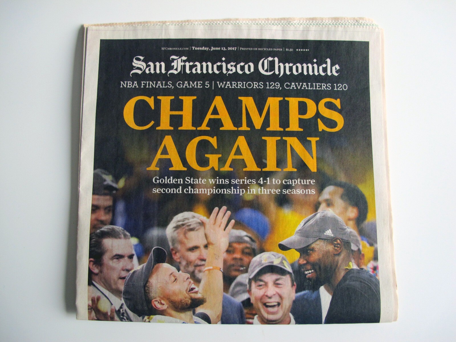 Golden State Warriors CHAMPS AGAIN San Francisco Chronicle Newspaper – June 2017