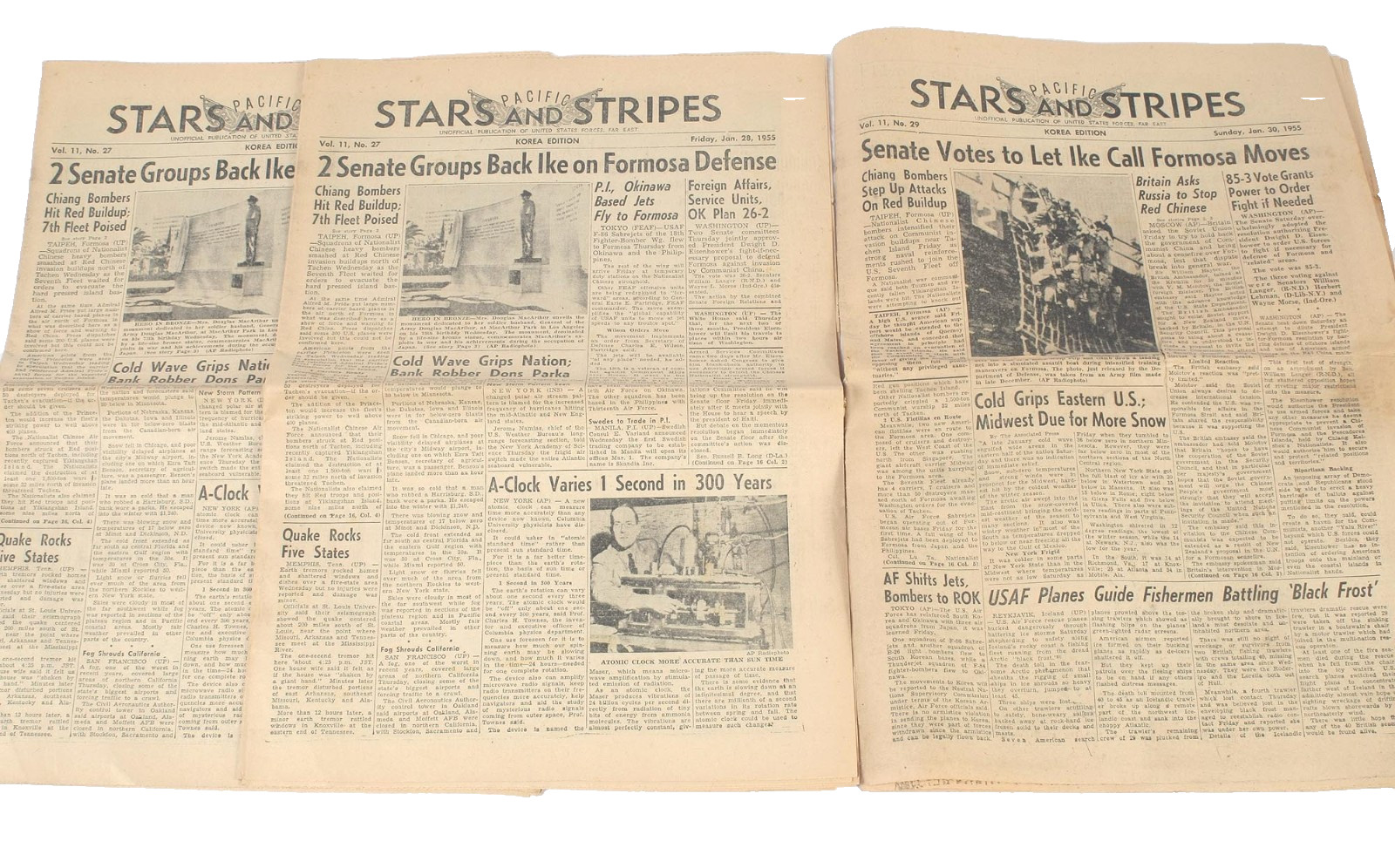 Vintage Stars and Stripes Newspapers Korean War Editions January, 1955, Military