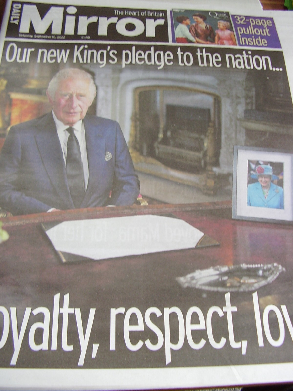 THE MIRROR SEPT 10 2022 KING CHARLES III THE QUEEN NEWSPAPER & 32 PAGE PULLOUT