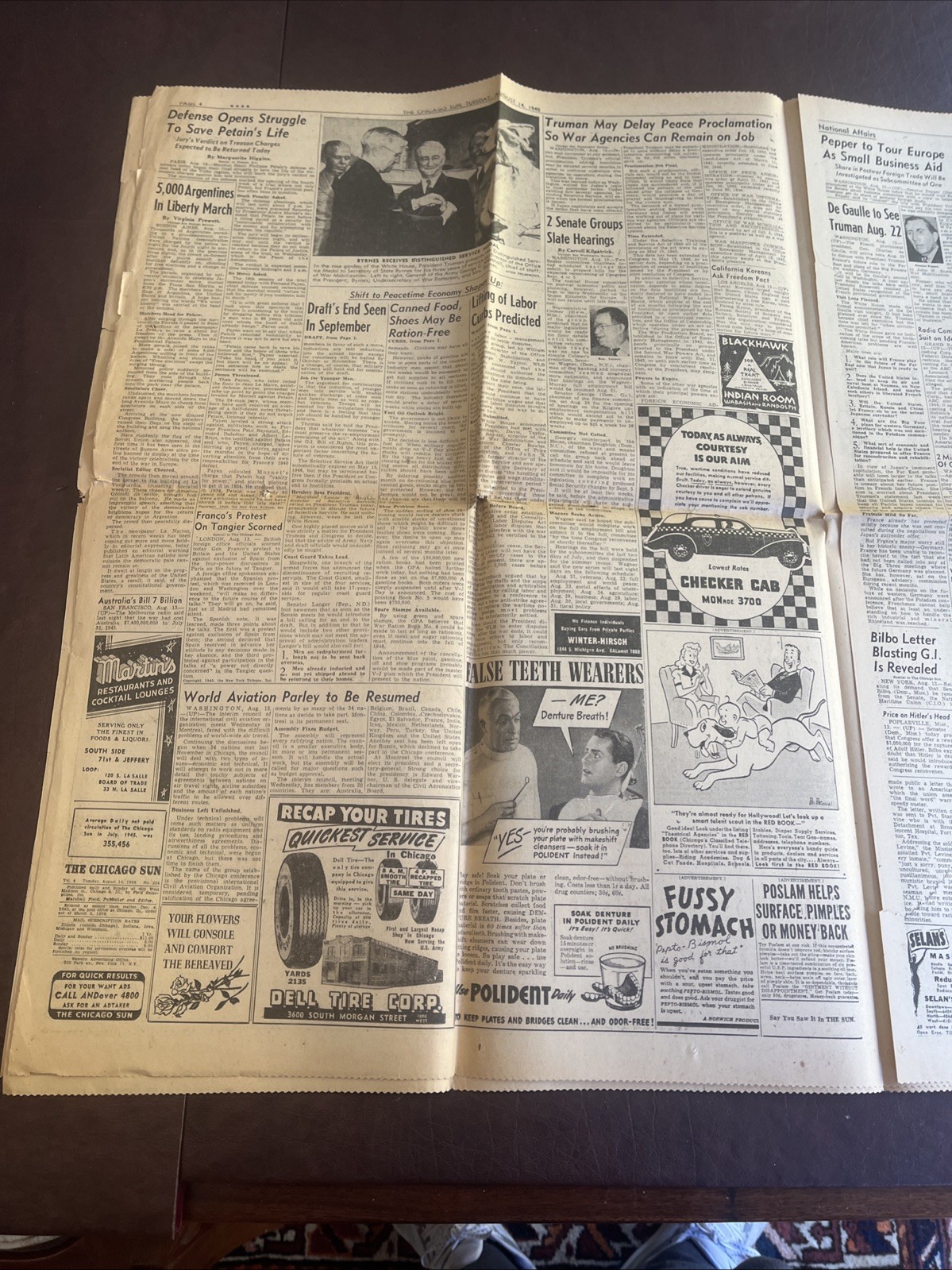 August 14 1945 Chicago Sun Extra Peace Victory End Of World War II