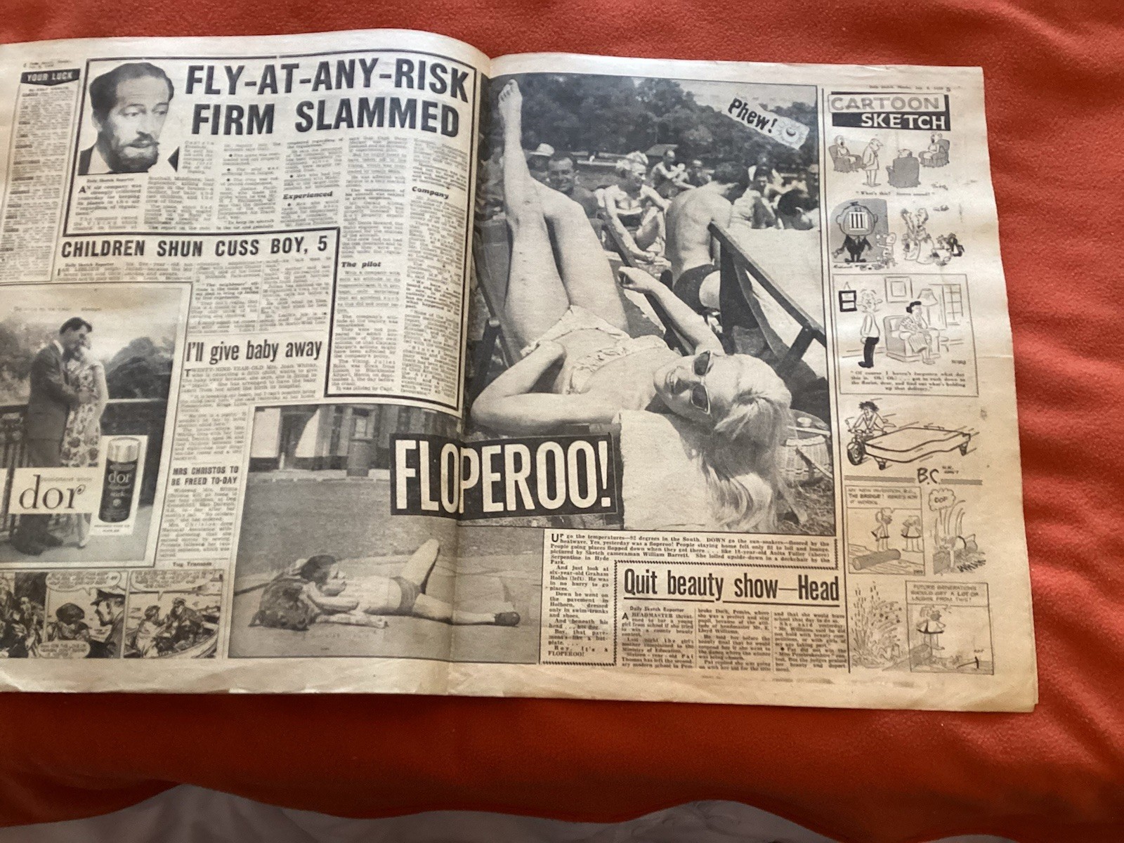 Plane Crash Stirling Moss Crash Sketch July 6 1959 Original Newspaper