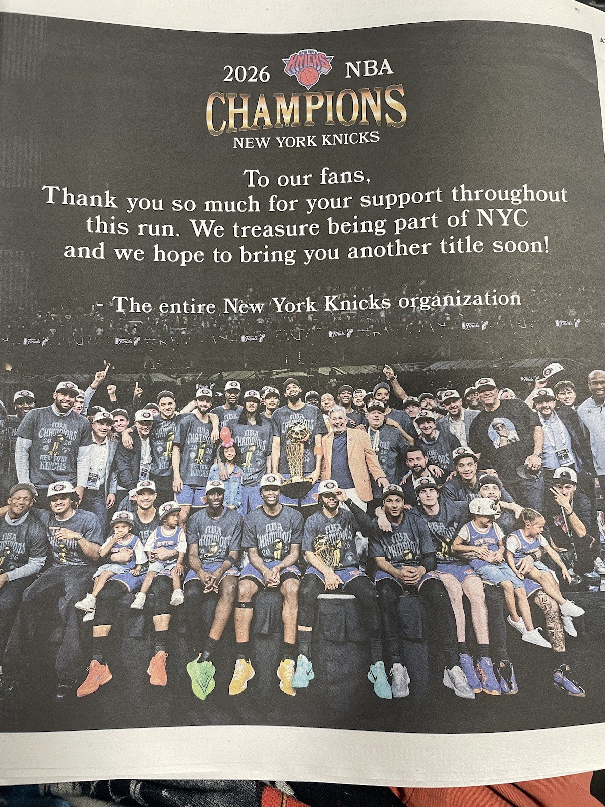New York Knicks 6/18/26 Kings Of The City NY Post Paper Brunson Knick York Post