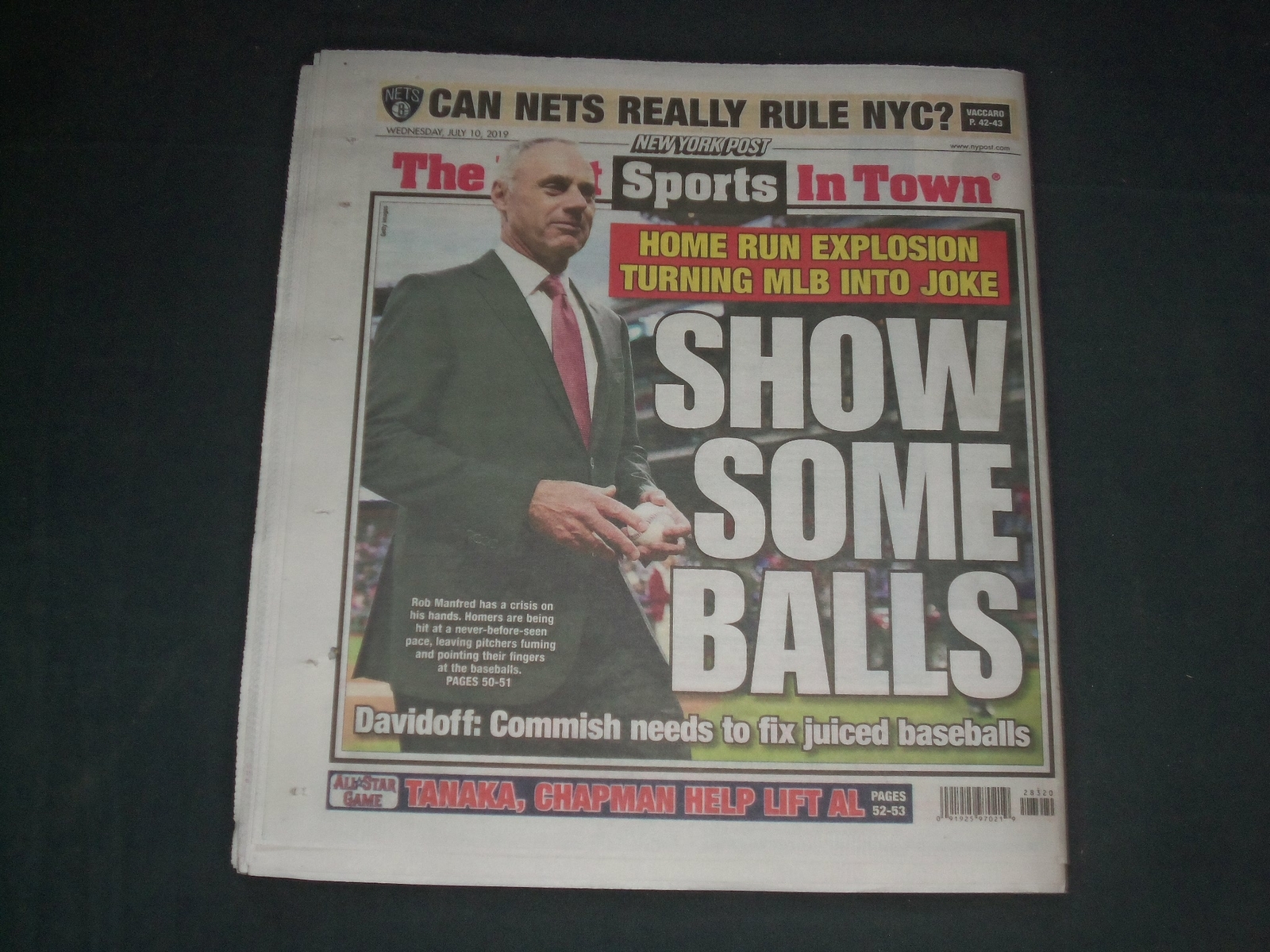 2019 JULY 10 NEW YORK POST NEWSPAPER – MLB HOME RUN EXPLOSTION – SHOW SOME BALLS
