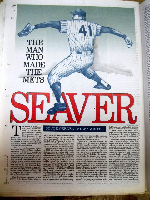 BEST 1992 newspaper New York Mets TOM SEAVER Voted into BASEBALL HALL OF FAME