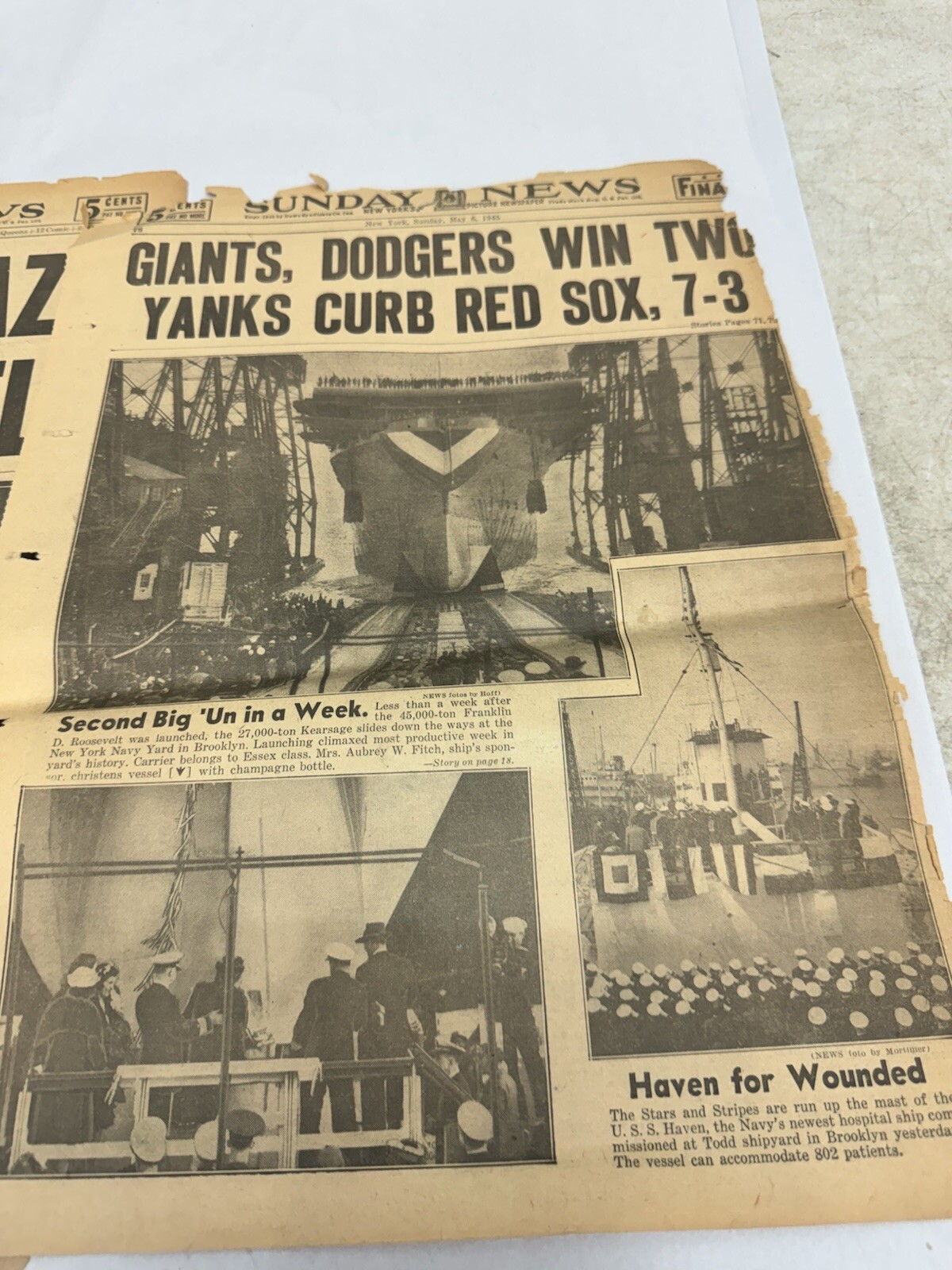 1940s New York Sunday News Front Pages WWII Nazis Giants Dodgers