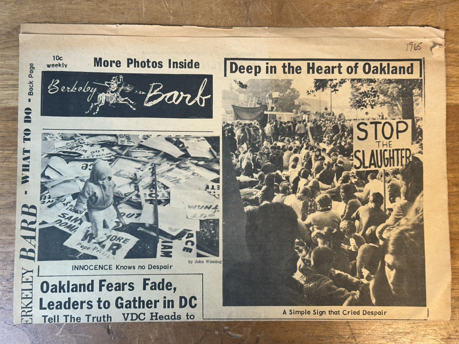 RARE Berkeley Barb Vol 1 Issue 16 1965 Underground Newspaper Oakland Anti-War