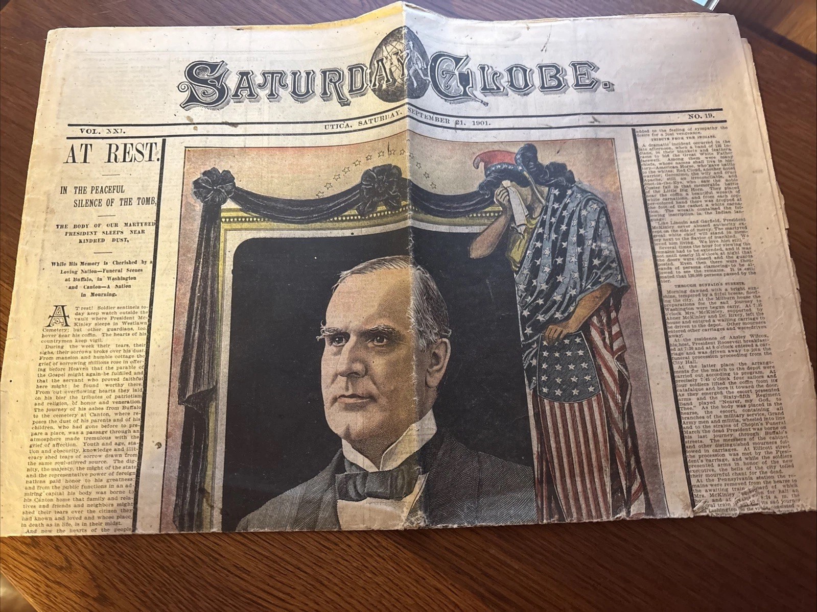 Newspaper President McKinley Burial 9/21 1901 Utica Saturday Globe Teddy Rooseve