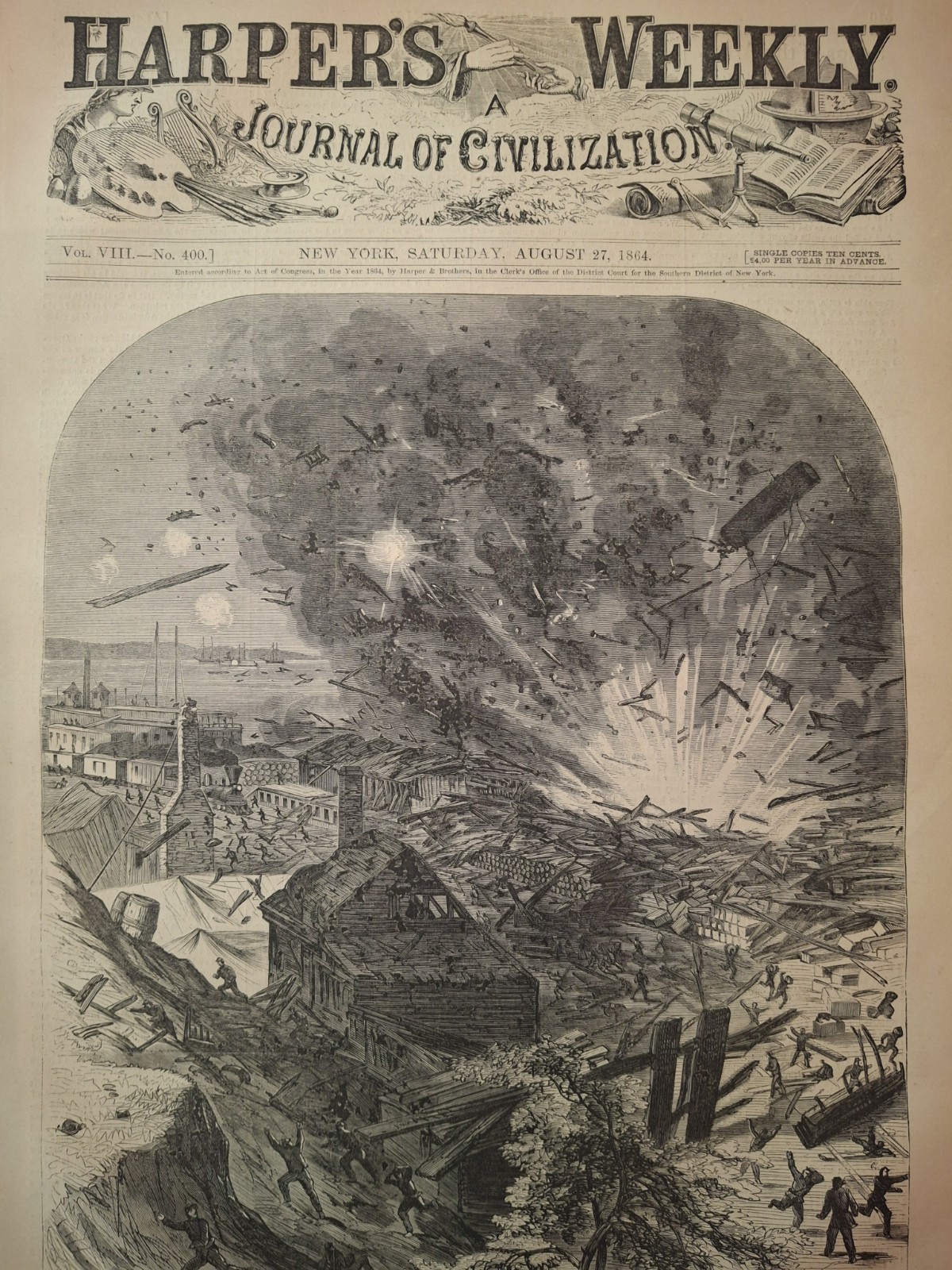 Civil War Newspapers-Harper’s Weekly-BATTLE OF THE CRATER, BATTLE AT EZRA CHURCH