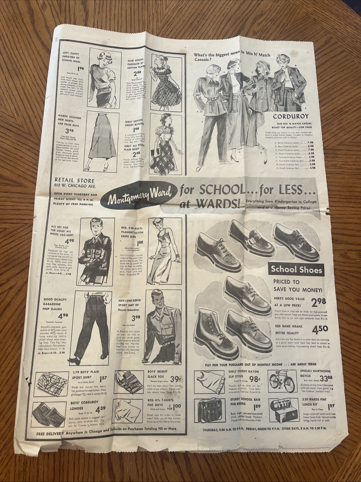 Montgomery Ward Newspaper Ad Full Page Vintage 1940s Post War Chicago Tribune