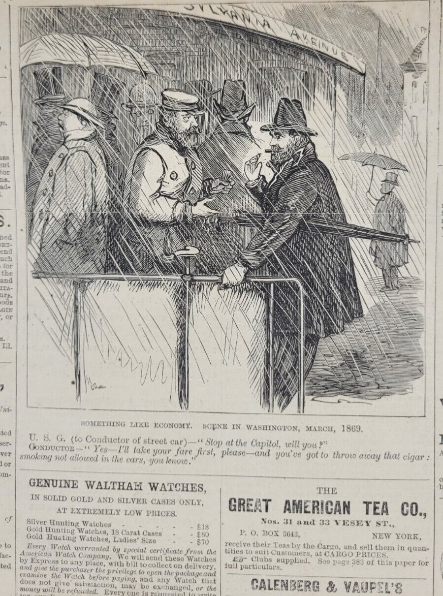 Frank Leslie’s 2/27/1869 Rutgers College / Booth Theater NYC / Grant’s Election