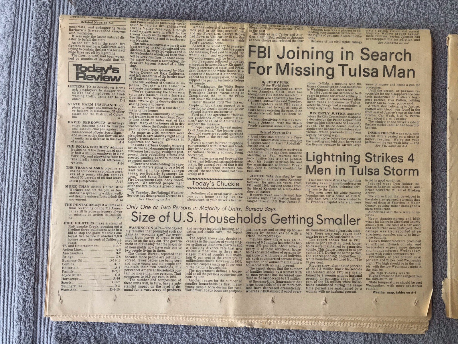 2~SECTIONS OF CHICAGO TRIBUNE NEWSPAPER RE: DEATH OF “THE DUKE” JOHN WAYNE~1979