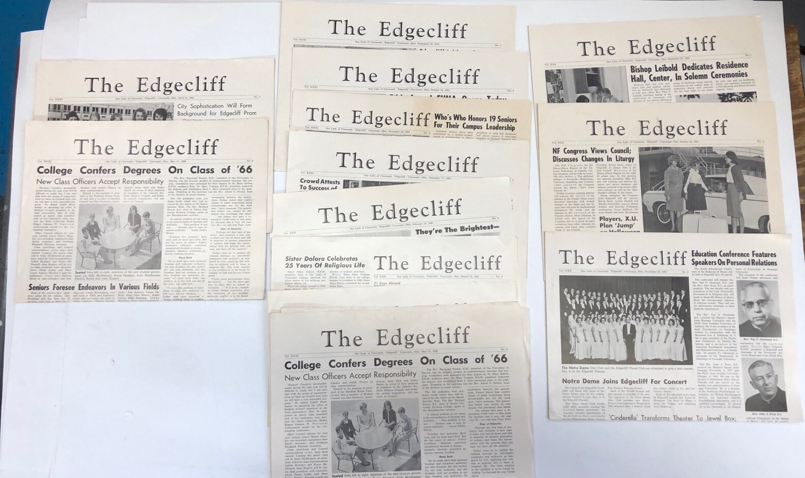 1964, 1965, 1966 The Edgecliff Catholic Girls School Newspapers Cincinnati Ohio