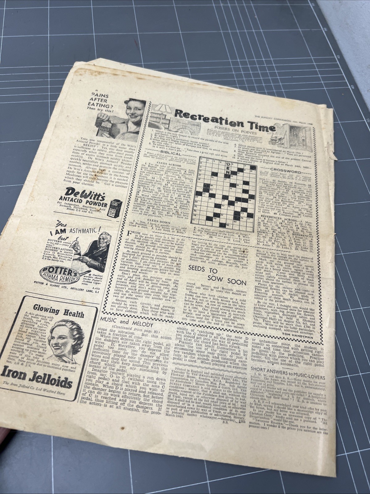 VINTAGE NEWSPAPER SUNDAY COMPANION 1940s ART SCRAPBOOKING JUNK JOURNAL CATHOLIC