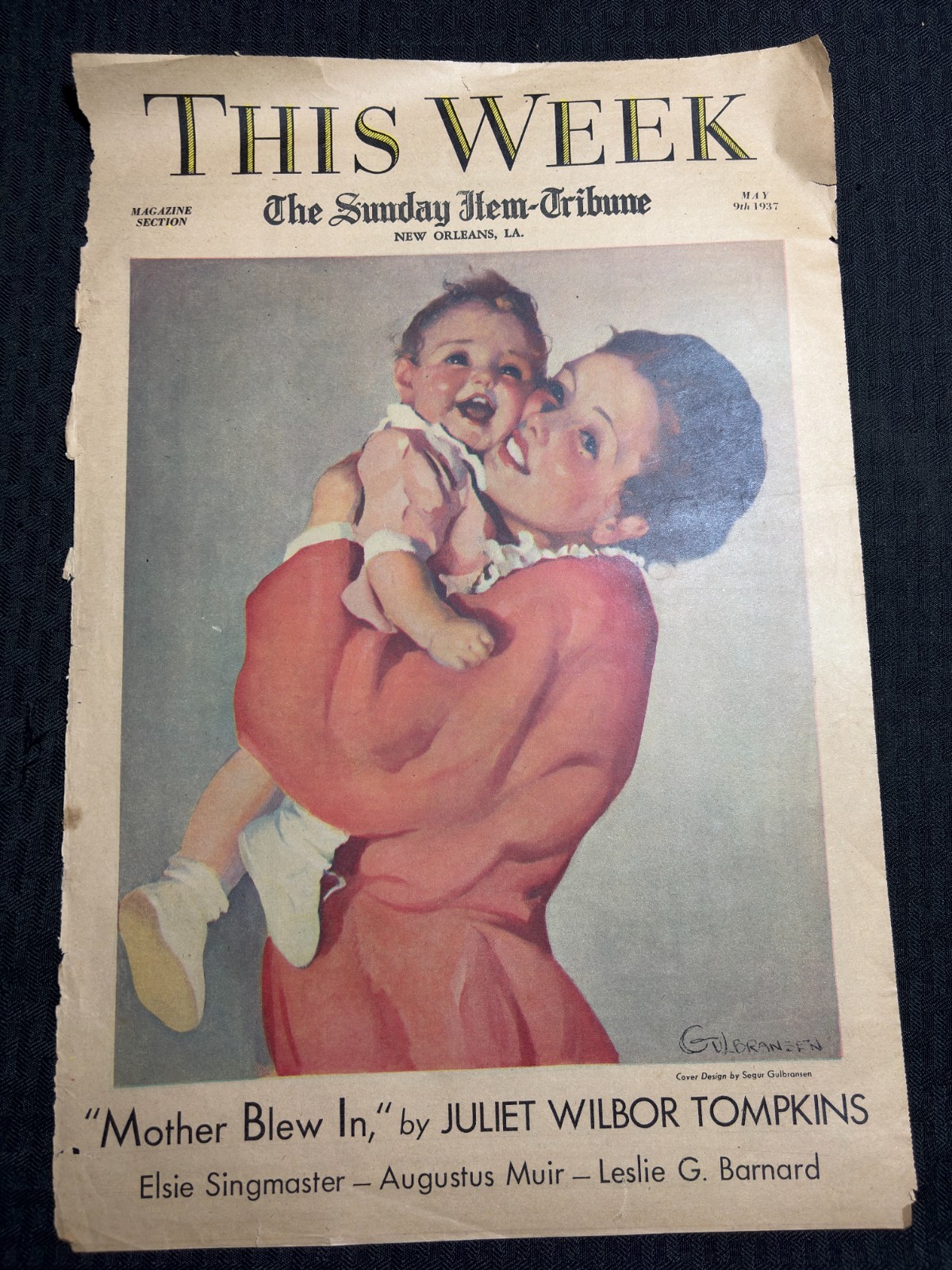 1937 May 9 THIS WEEK New Orleans Newspaper COVER ONLY Segur Gulbransen 11×16″