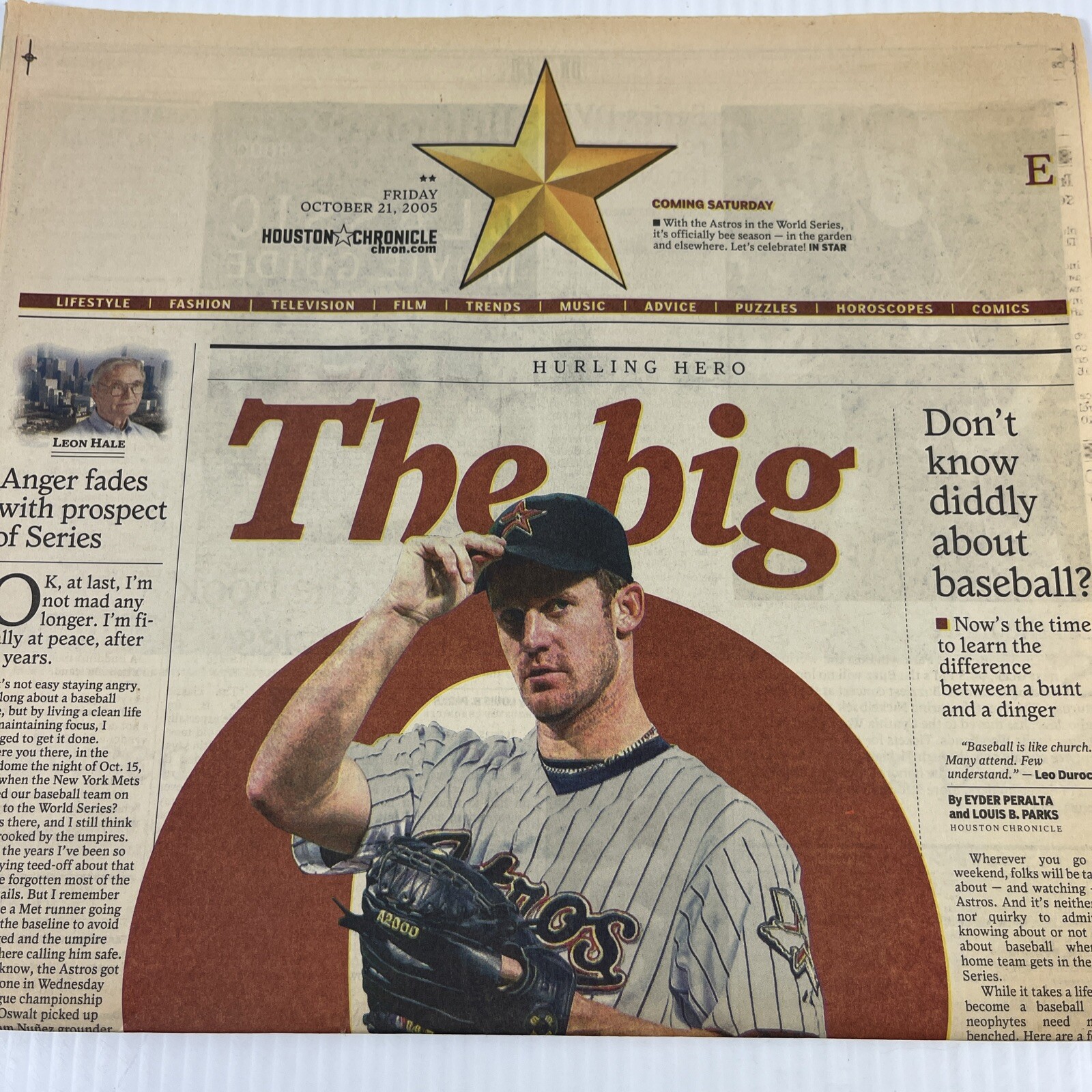 Astros 2005 Vintage Newspaper Houston Chronicle Sports Comicss Movie Ads Tv