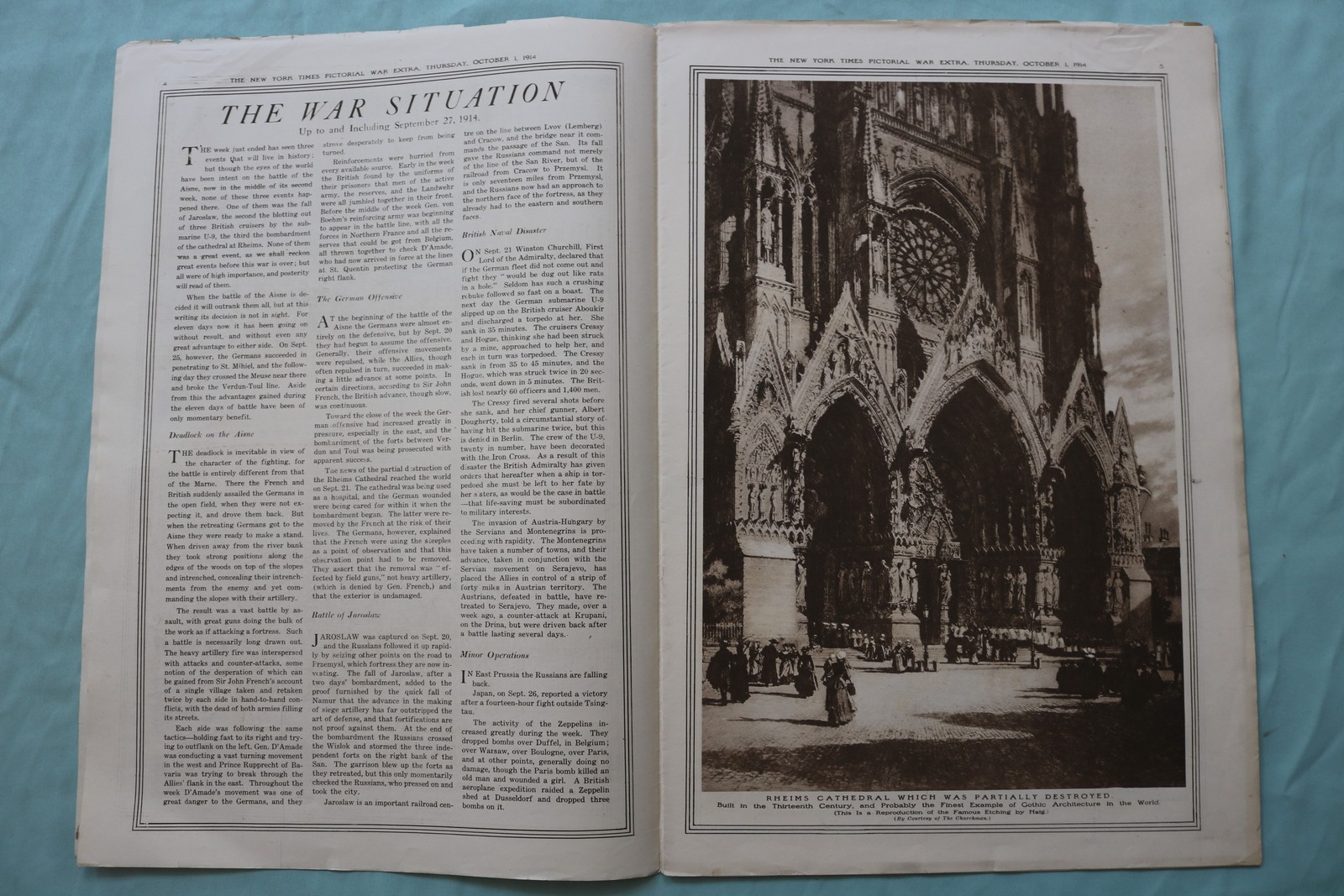 1914 OCT 1 NEW YORK TIMES MID-WEEK PICTORIAL WAR EXTRA – GERMAN FIRING – NP 9117