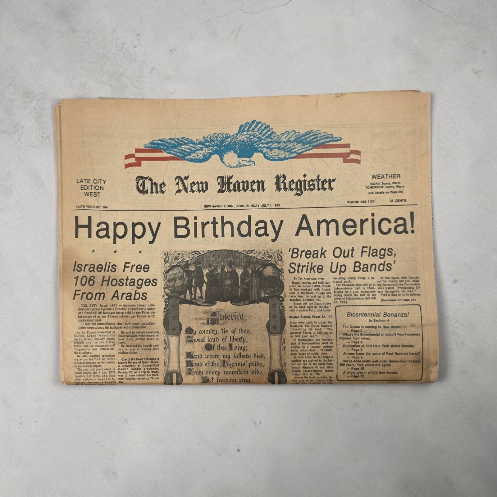 New Haven Register July 4 1976 Bicentennial Complete Newspaper All Sections Ads
