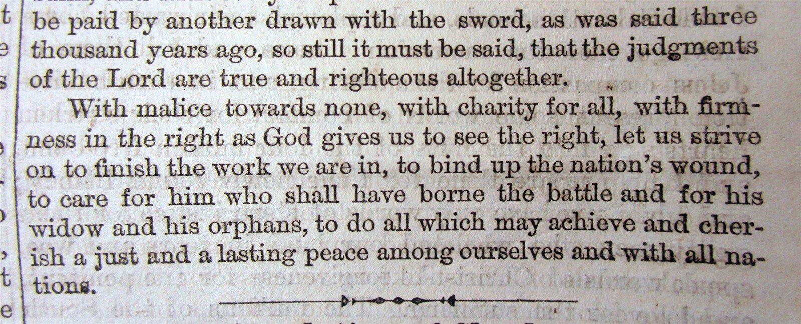 1865 Civil War newspaper w ABRAHAM LINCOLN 2nd INAUGURAL ADDRESS malice to none