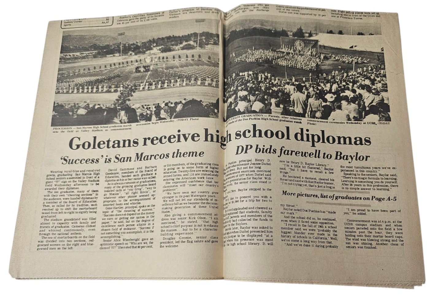 Goleta Graduation High School Diploma Goleta Today Newspapers June 16 1977 Sec A