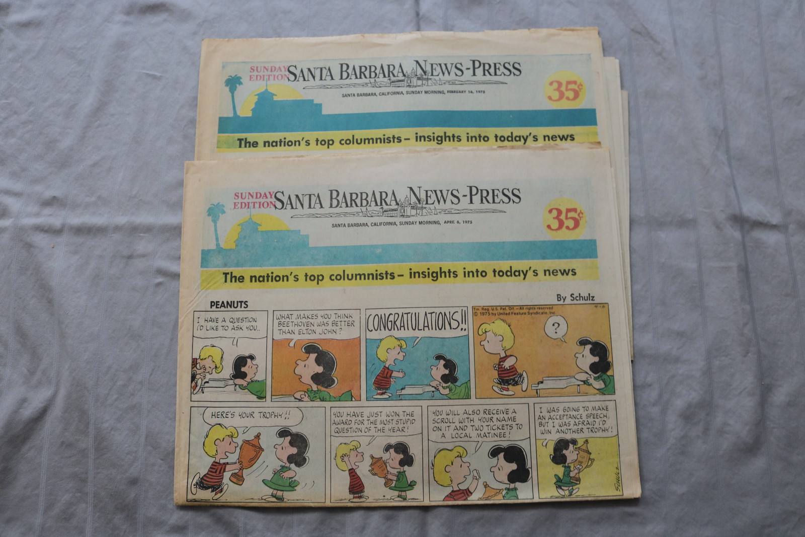 1974-1975 SANTA BARBARA NEWS-PRESS SUNDAY COMICS SECTIONS- LOT OF 14- NP 9309