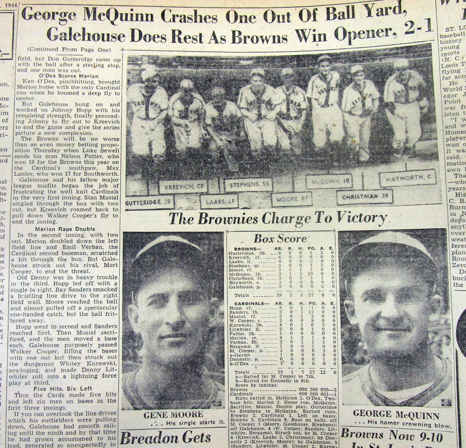 7 1944 newspapers ST LOUIS CARDINALS win BASEBALL WORLD SERIES v ST LOUIS BROWNS