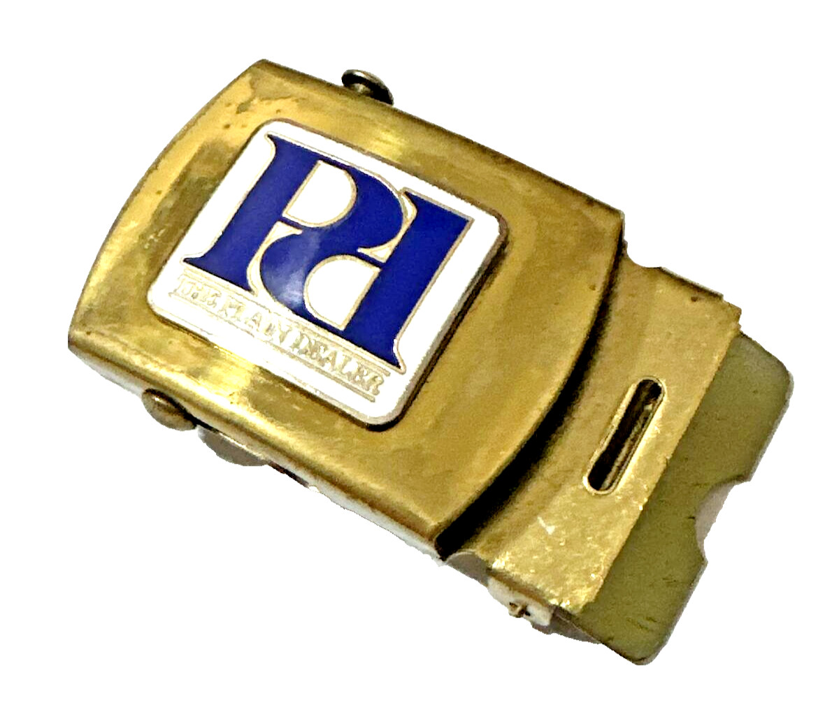 Vintage PLAIN DEALER Logo Belt Buckle Brass Enamel Cleveland Ohio Newspaper ’70s
