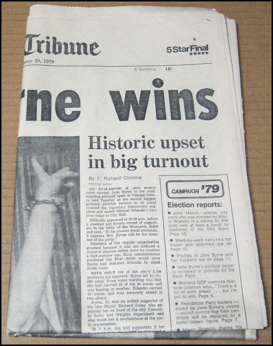 1979 Jane Byrne Wins Mayoral Primary Chicago Tribune Newspaper Mayor of Chicago