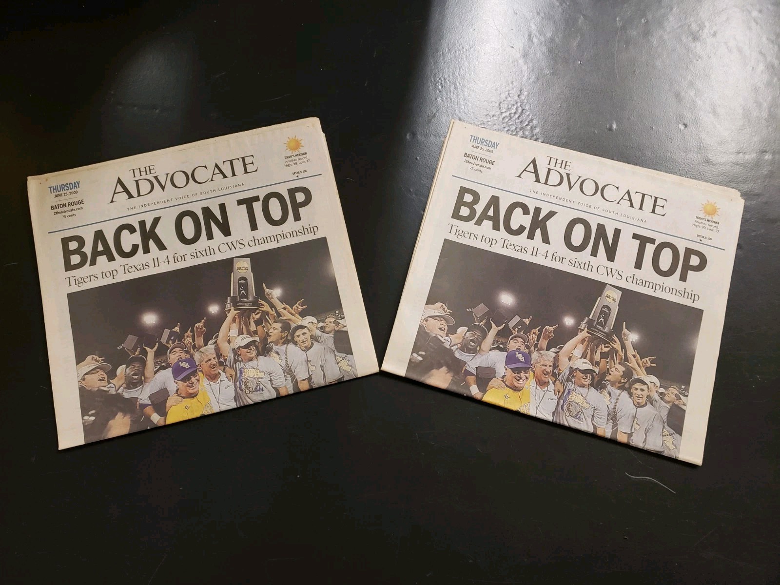 LSU Tigers Baseball 2009 National Champions ADVOCATE Newspaper Baton Rouge