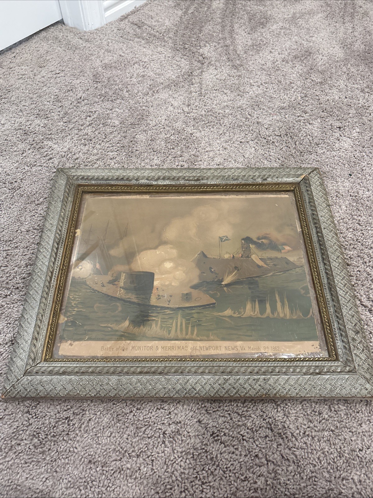 Battle Of The Monitor & Merrimac Off Newport News Va March 9 1862 Framed Photo