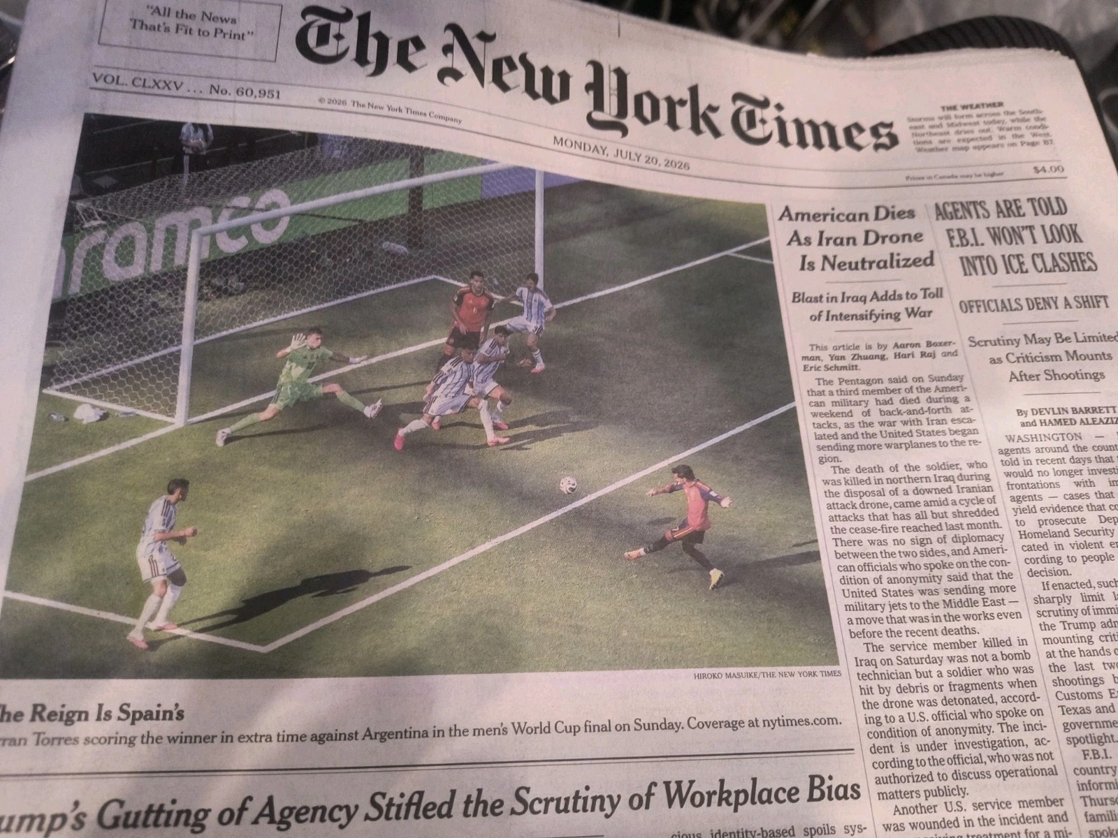 The New York Times Monday July 20 2026 The Reign Is Spain’s