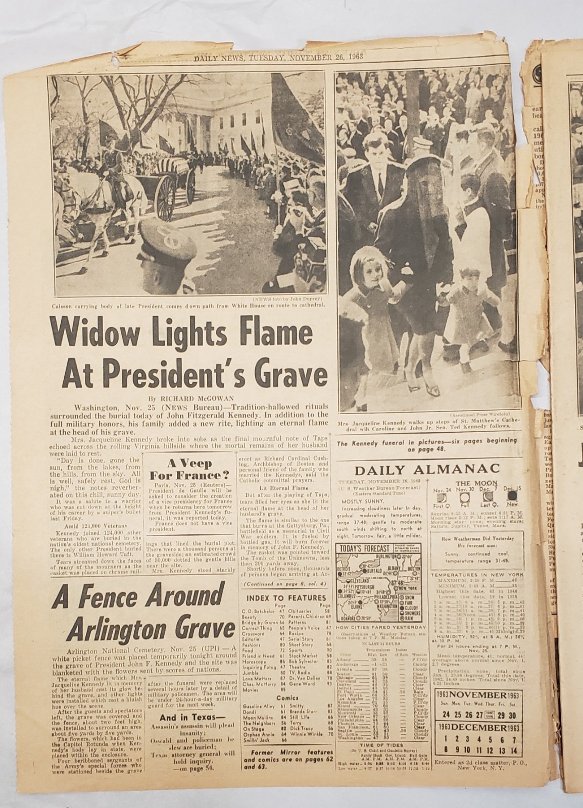 Vintage New York Daily News Nov 26 1963 JFK Funeral WE CARRY ON John John Salute
