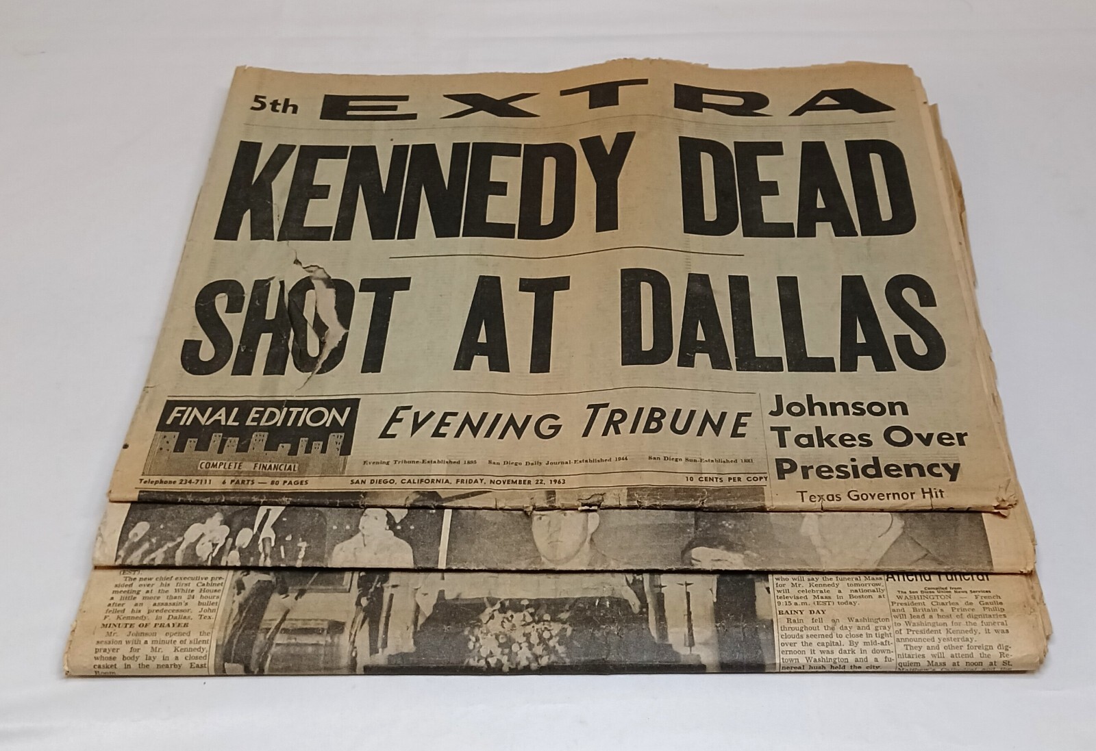 JFK Newspapers San Diego Tribune San Diego, California November 22 – 24