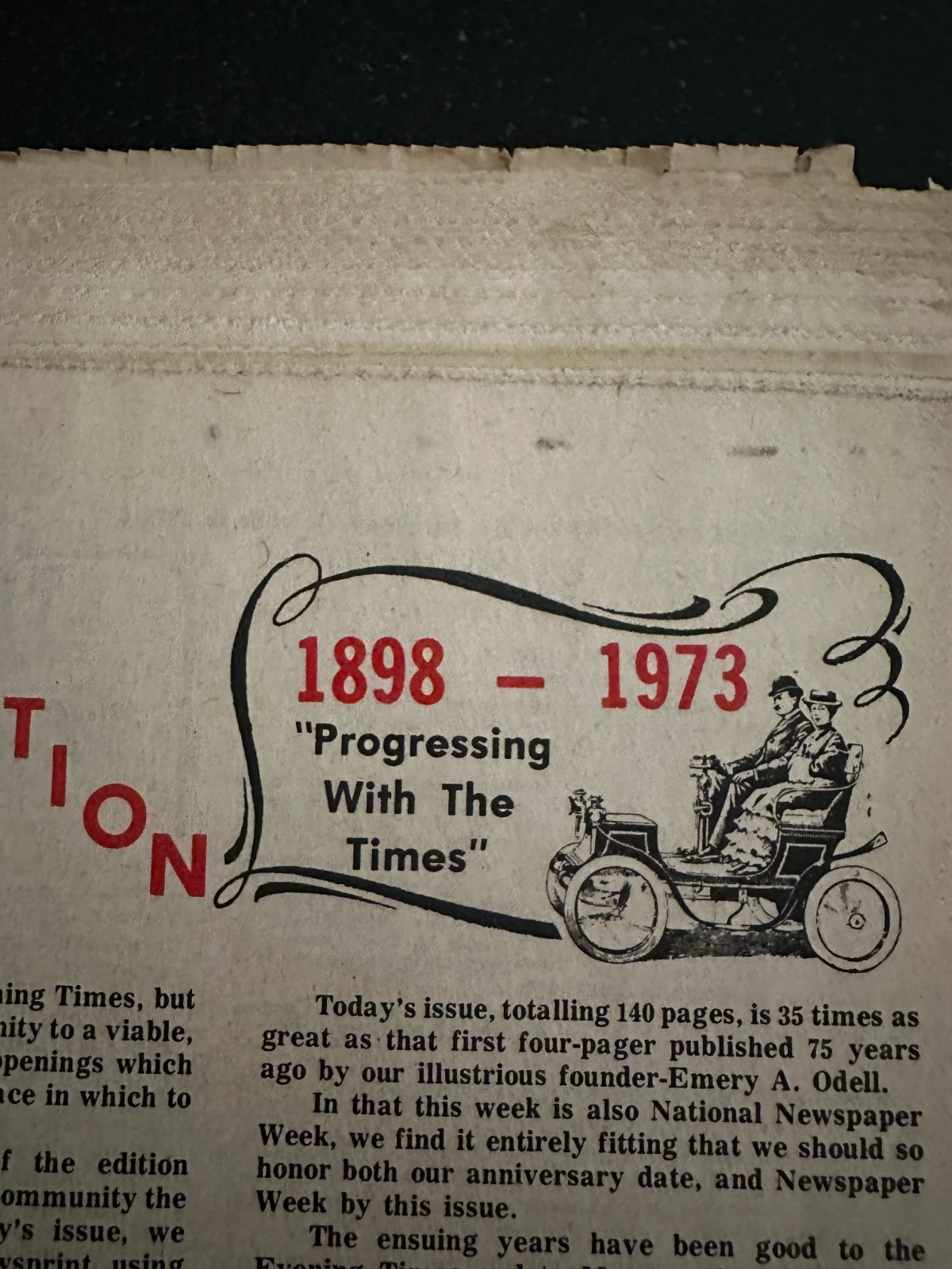 Oct 1973 75th Anniversary Monroe Evening Times Newspaper Monroe WI