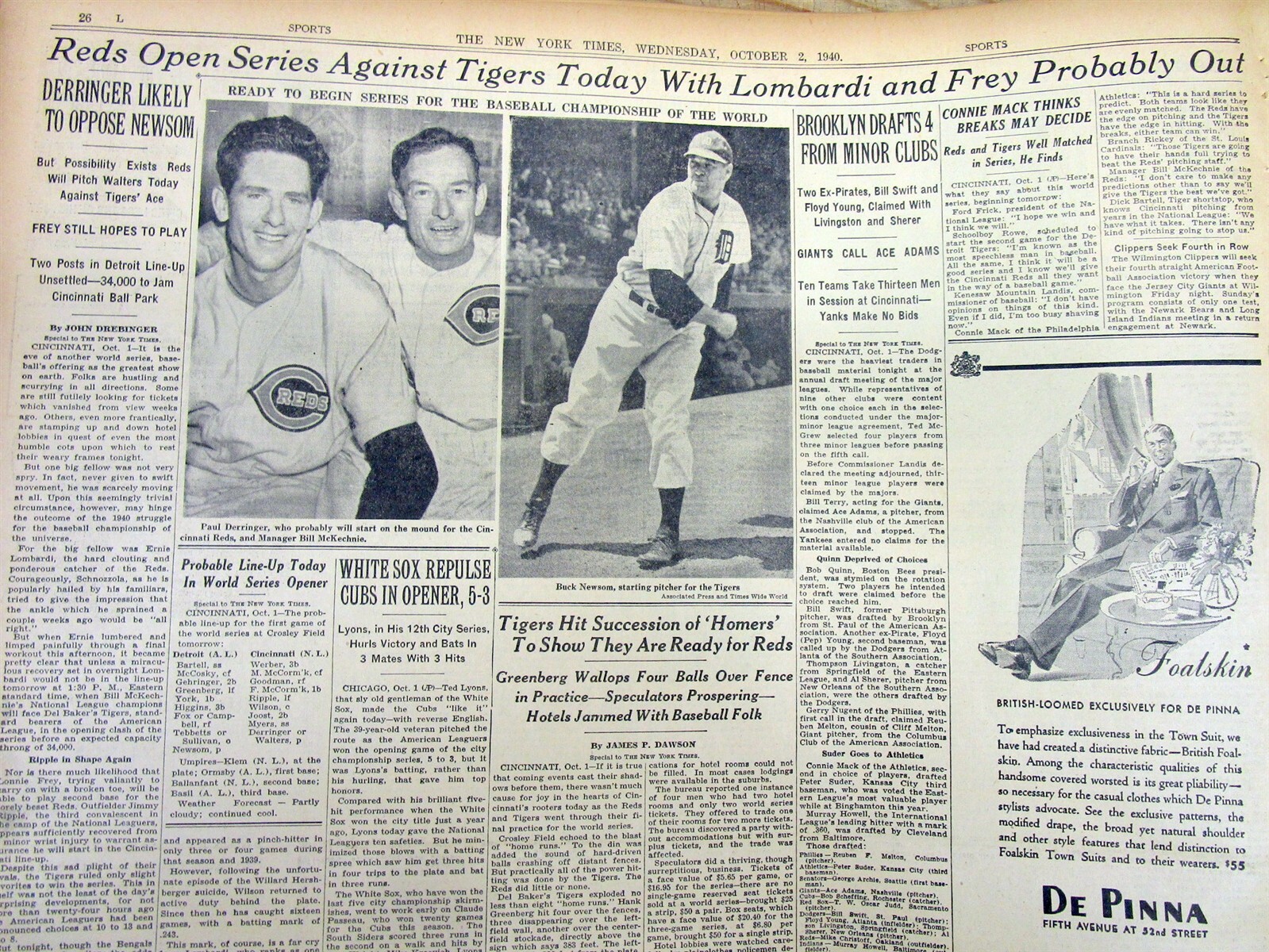 7 1940 NY Times newspapers CINCINNATI REDS win baseball World Series vs DETROIT