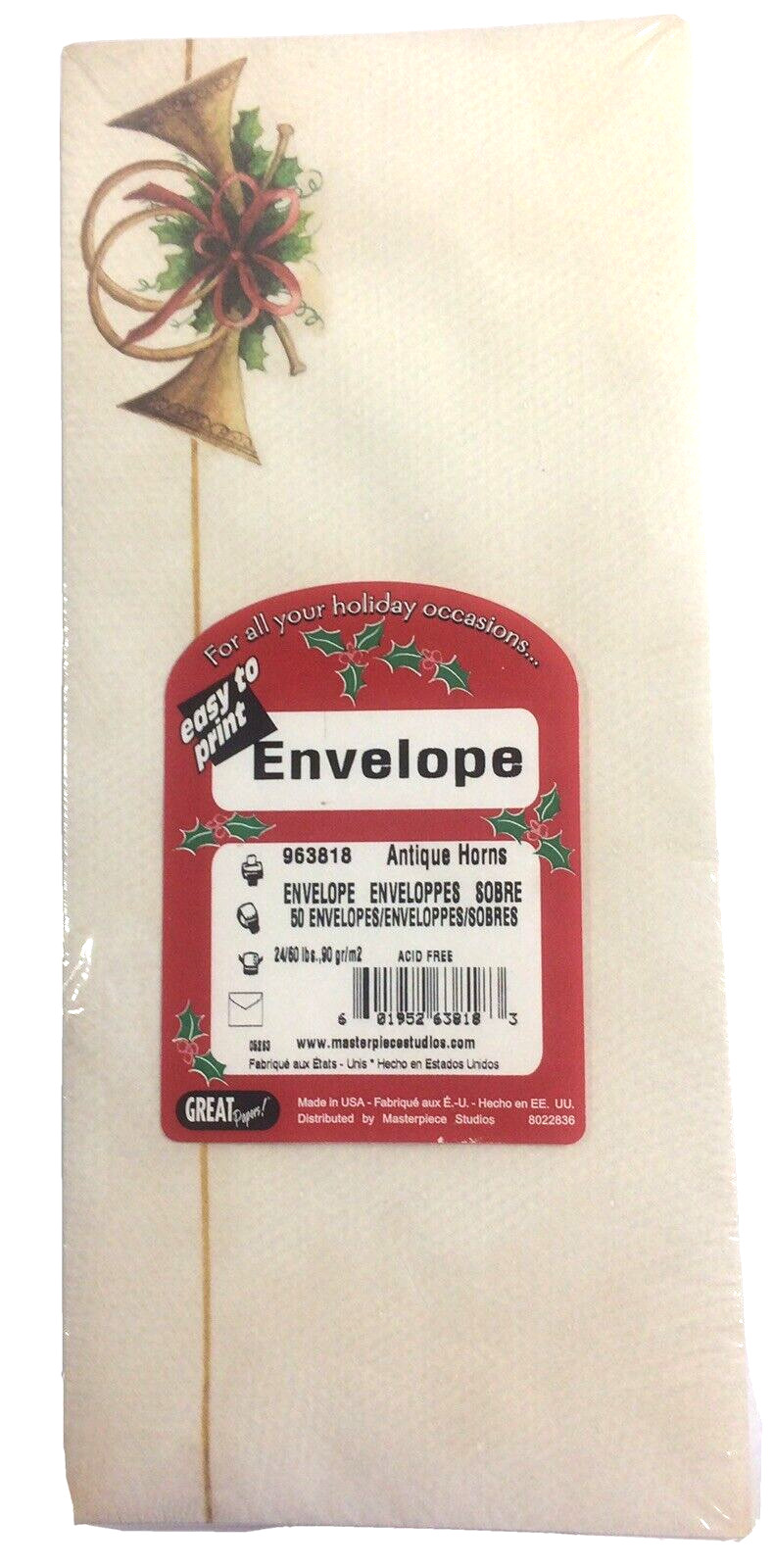 Envelope Antique Horns Holiday 50 Acid Free Business Size Envelope Paper