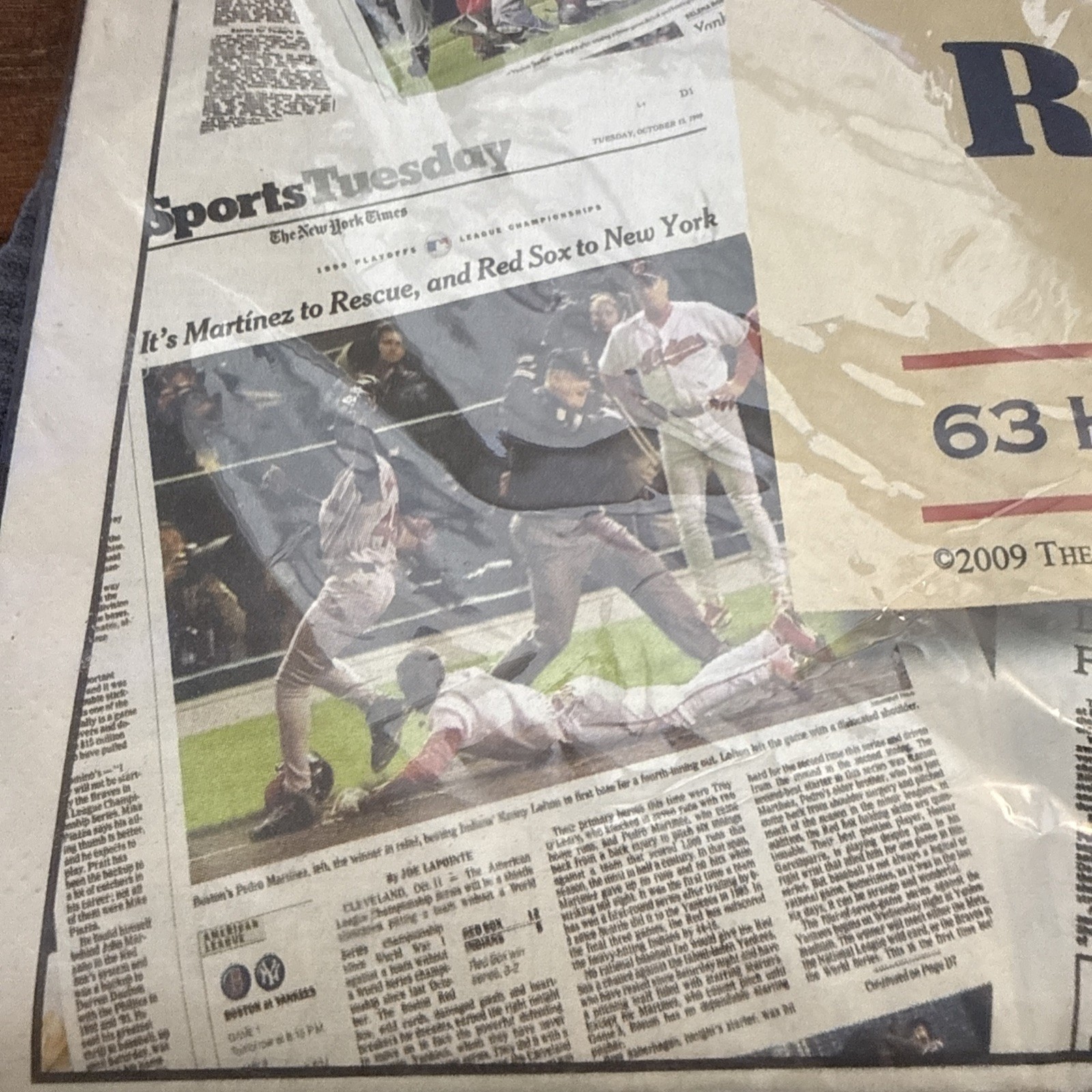 BOSTON RED SOX HISTORY MLB GREATEST MOMENTS NEW YORK TIMES PAPER 2009 NEW