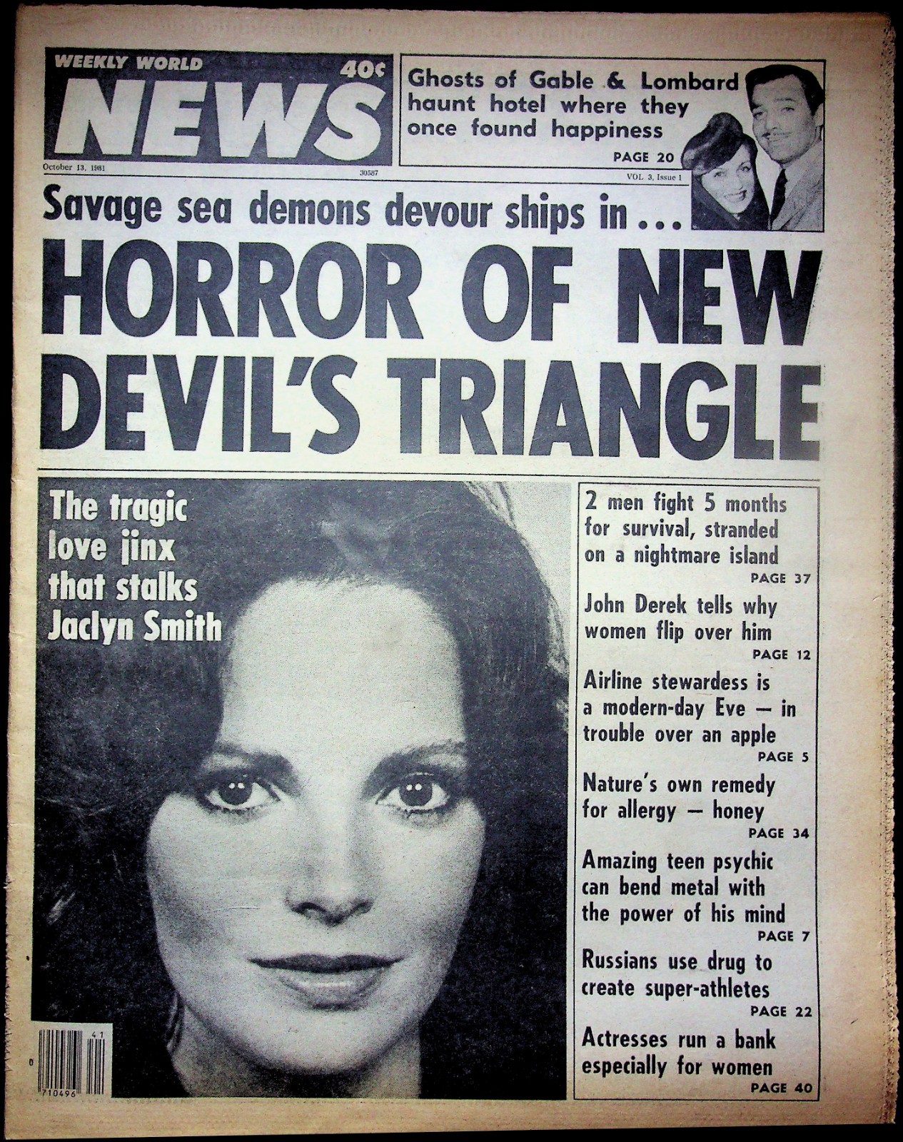 Weekly World News Vol. 3 Issue 1 October 13, 1981 Horror of New Devil’s Triangle