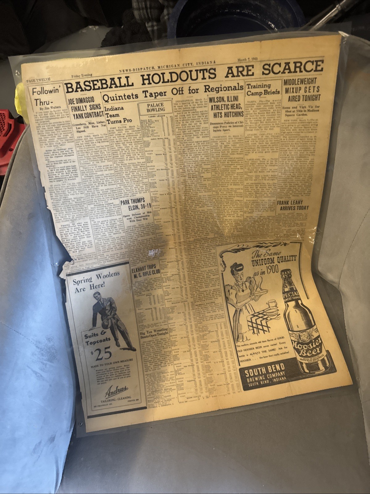 March 7, 1941 Newspaper Rolling Peirre Plans Other Upsets