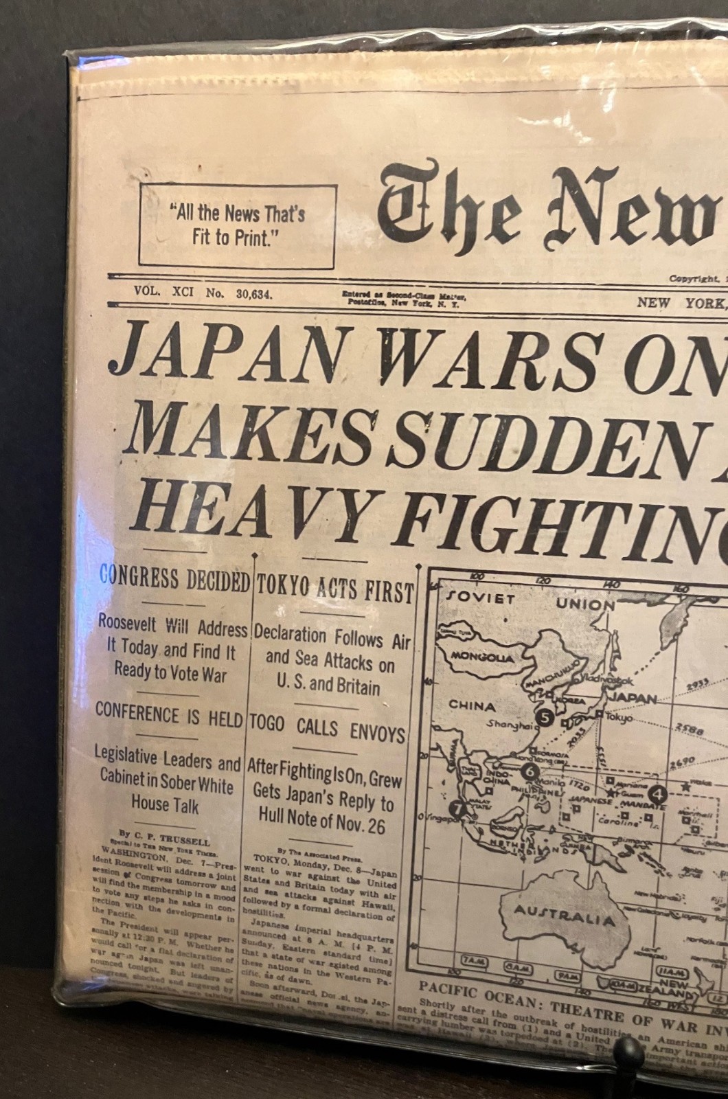 New York Times 50th Commemorative Edition WWII Japan Attacks Newspaper Printed 1