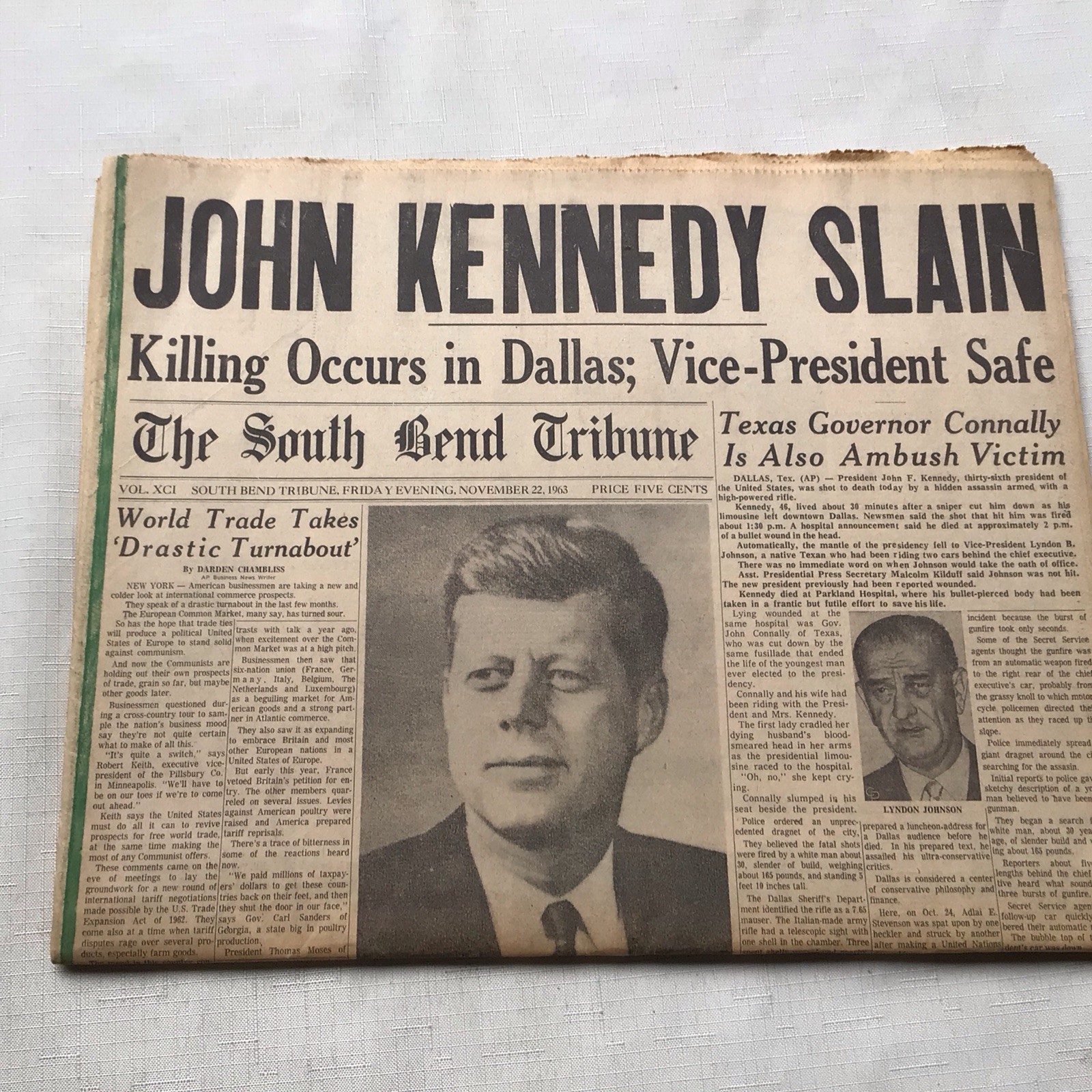 The South Bend Tribune Friday Evening, November 22, 1963 John Kennedy Slain