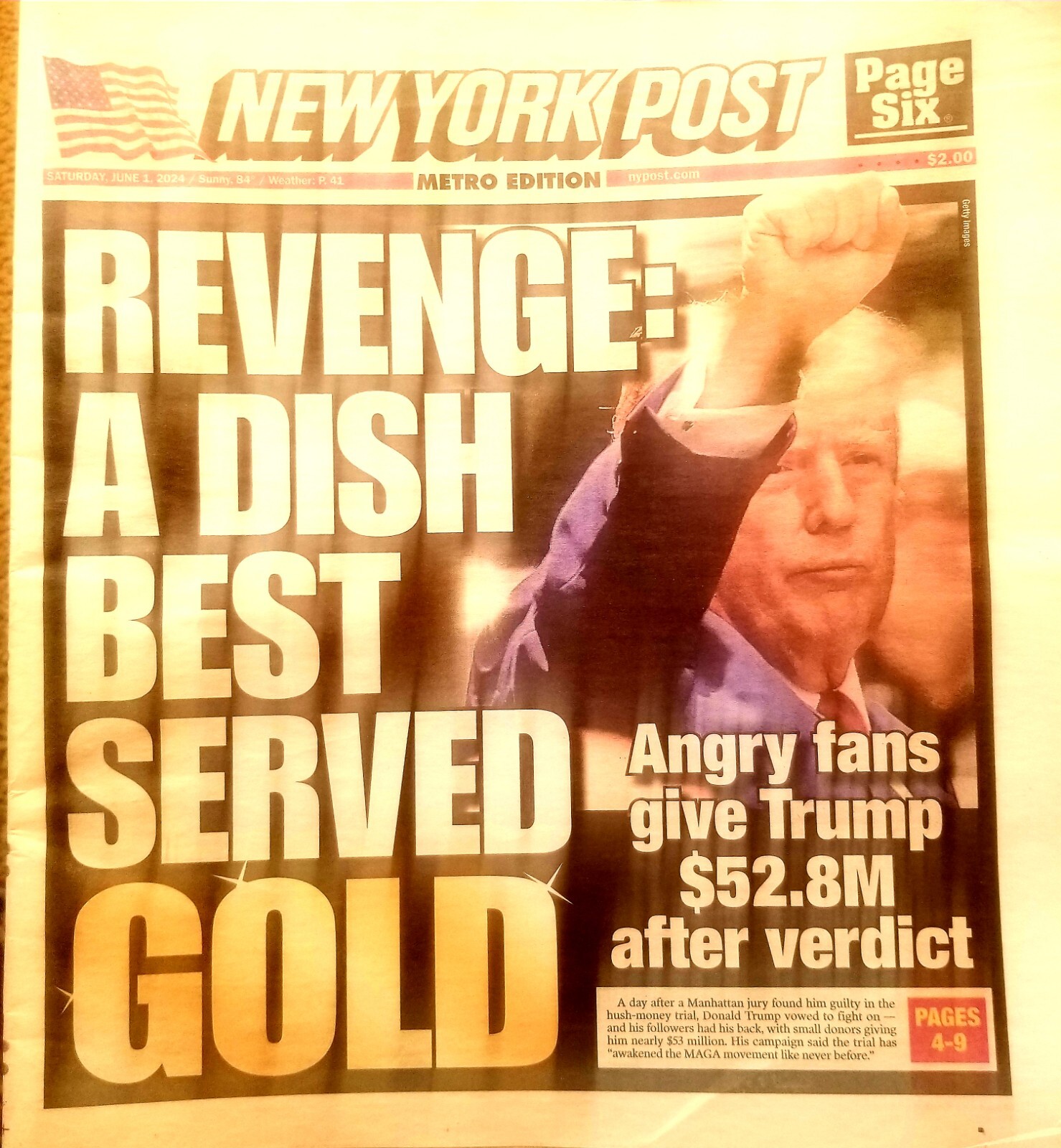 NEW YORK POST REVENGE: A DISH BEST SERVED GOLD S.O.S. 6/1/24