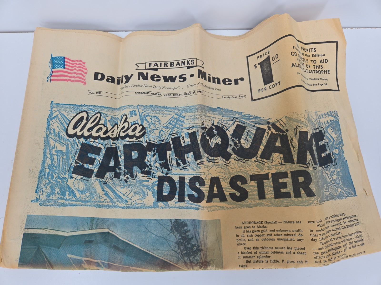 Fairbanks Daily News Miner VINTAGE Newspaper March 27, 1964 Earthquake 24pp