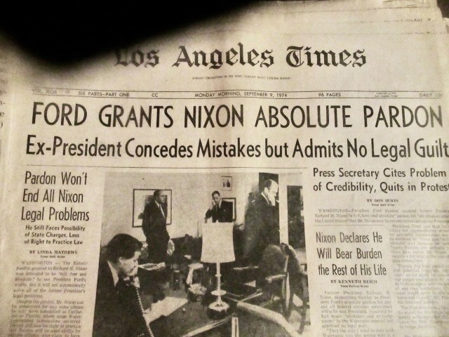 Los Angeles Times September 9, 1974 ( Part 1 only) pages 1-20. Ford pardons.