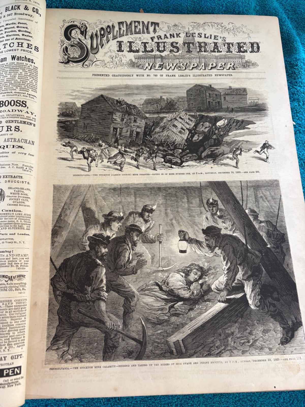 Frank Leslie’s Illustrated Newspaper 1869 1870 Bound Volume Civil War 1860s VTG