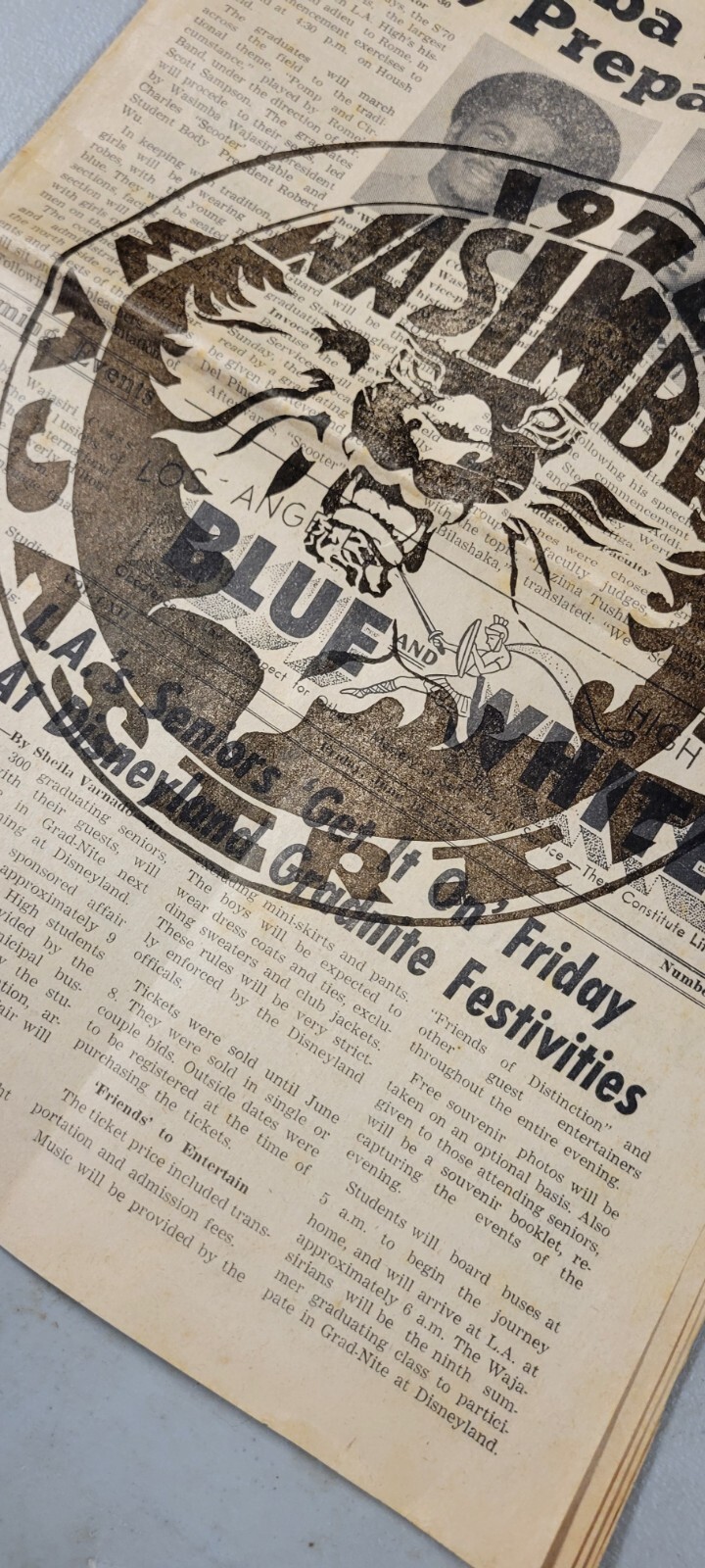 Vintage Rare 1970 LA High School Americana Wassimba Wajasiris Black Newspaper