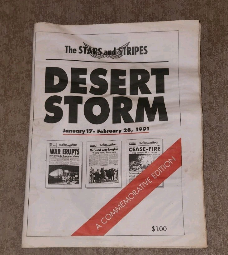 VTG 1991 Stars & Stripes Desert Strom Newspaper Military Commemorative Edition