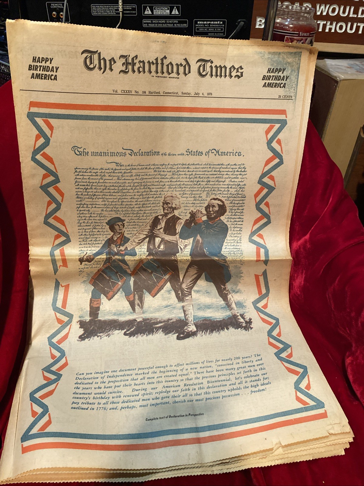 The Hartford Times- July 4, 1976 Happy Birthday America Historic Newspaper-VG